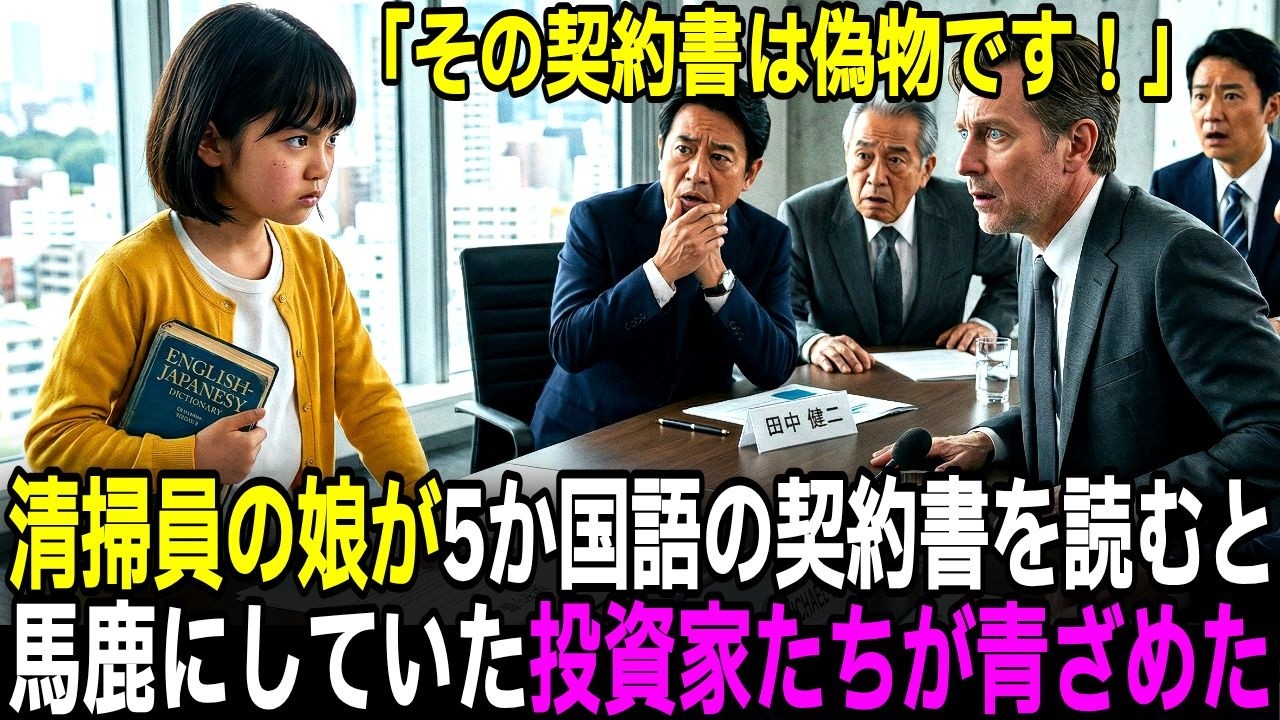 「その契約書は偽物です」清掃員の娘が外国人投資家の内緒話をその場で通訳すると、会議室の全員が青ざめた【感動する話】【朗読】