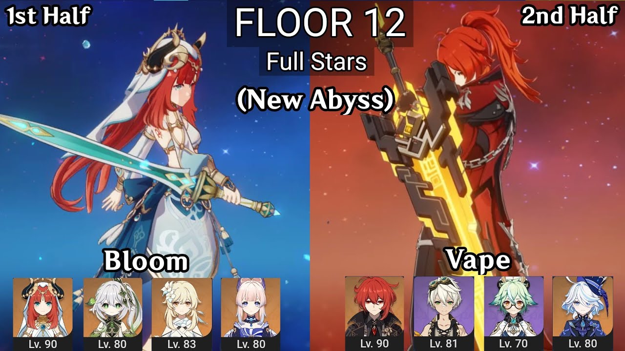 (First Clear) Nilou Bloom + Diluc Furina Vape | 4.2 Spiral Abyss Floor 12 9 Stars | Genshin Impact
