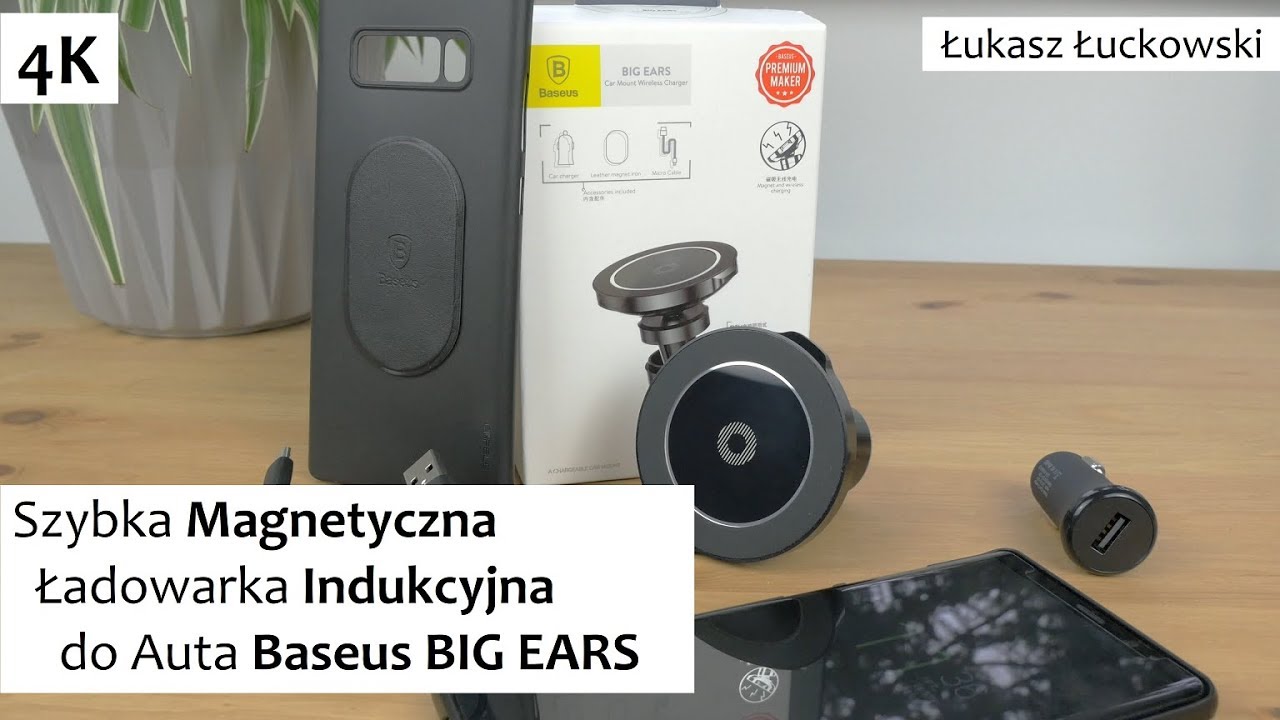 Szybka Magnetyczna Ładowarka Indukcyjna do Auta Baseus BIG EARS dla Note8, iPhone X i innych