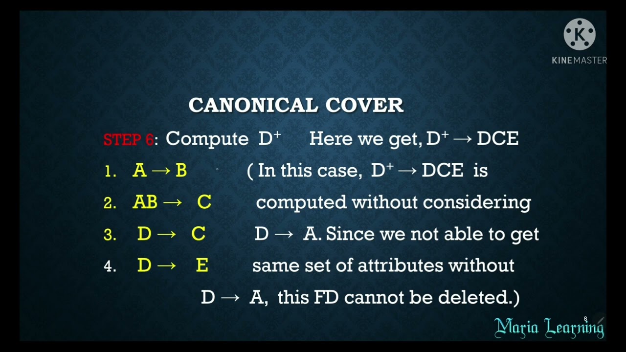 Lecture 47 - Previous year  GATE  question on Canonical Cover in DBMS in Tamil