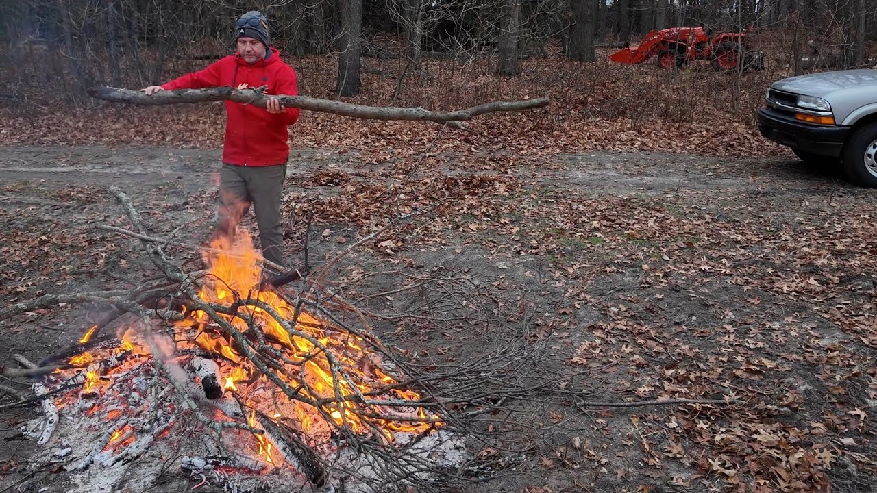 Full Saturday of Woods Cleanup, Firewood Splitting, and Burning Brush