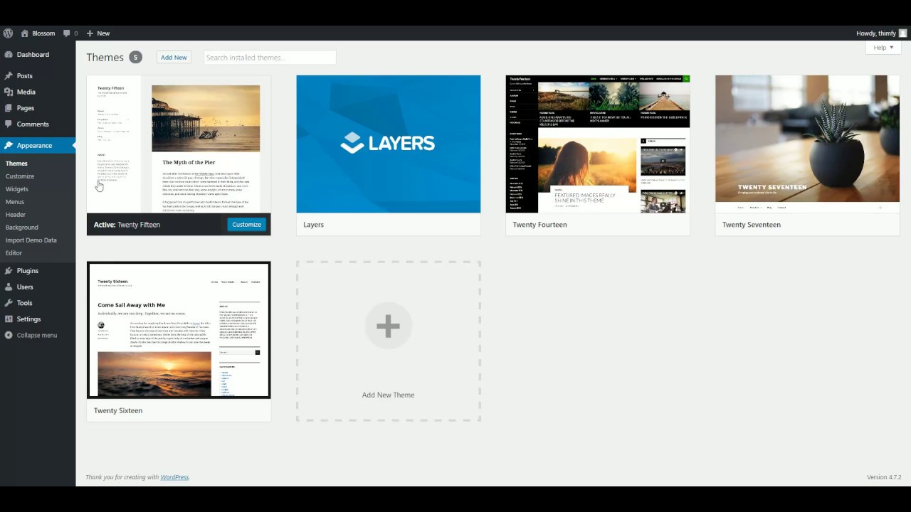 Install Blossom Theme via WordPress Admin