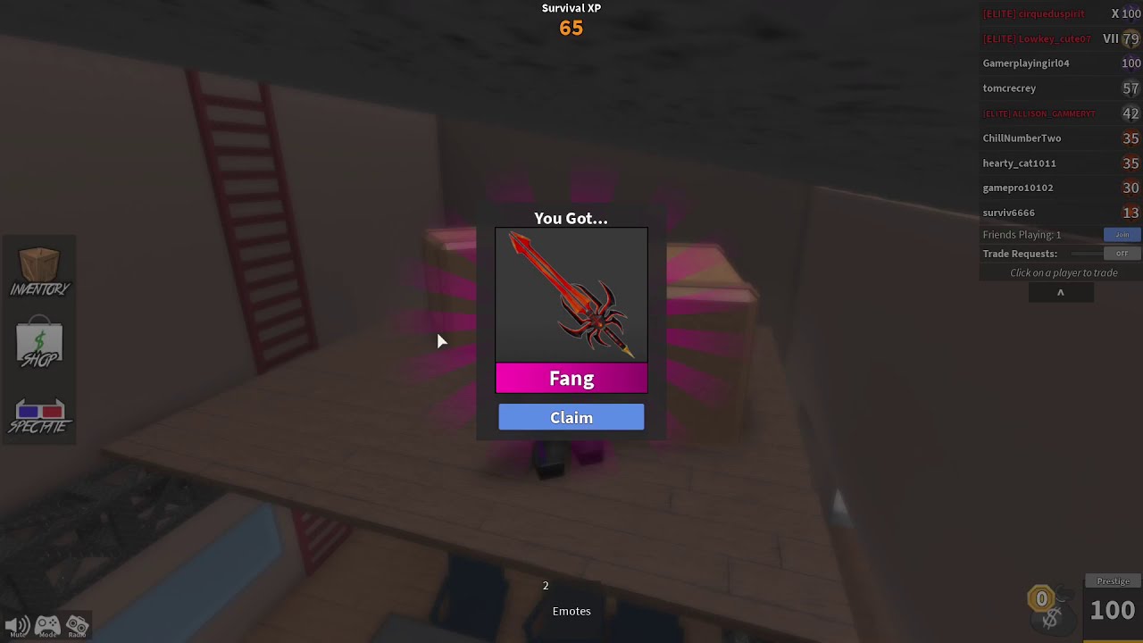 Roblox Murder mystery 2 unboxing godly fang (MM2)