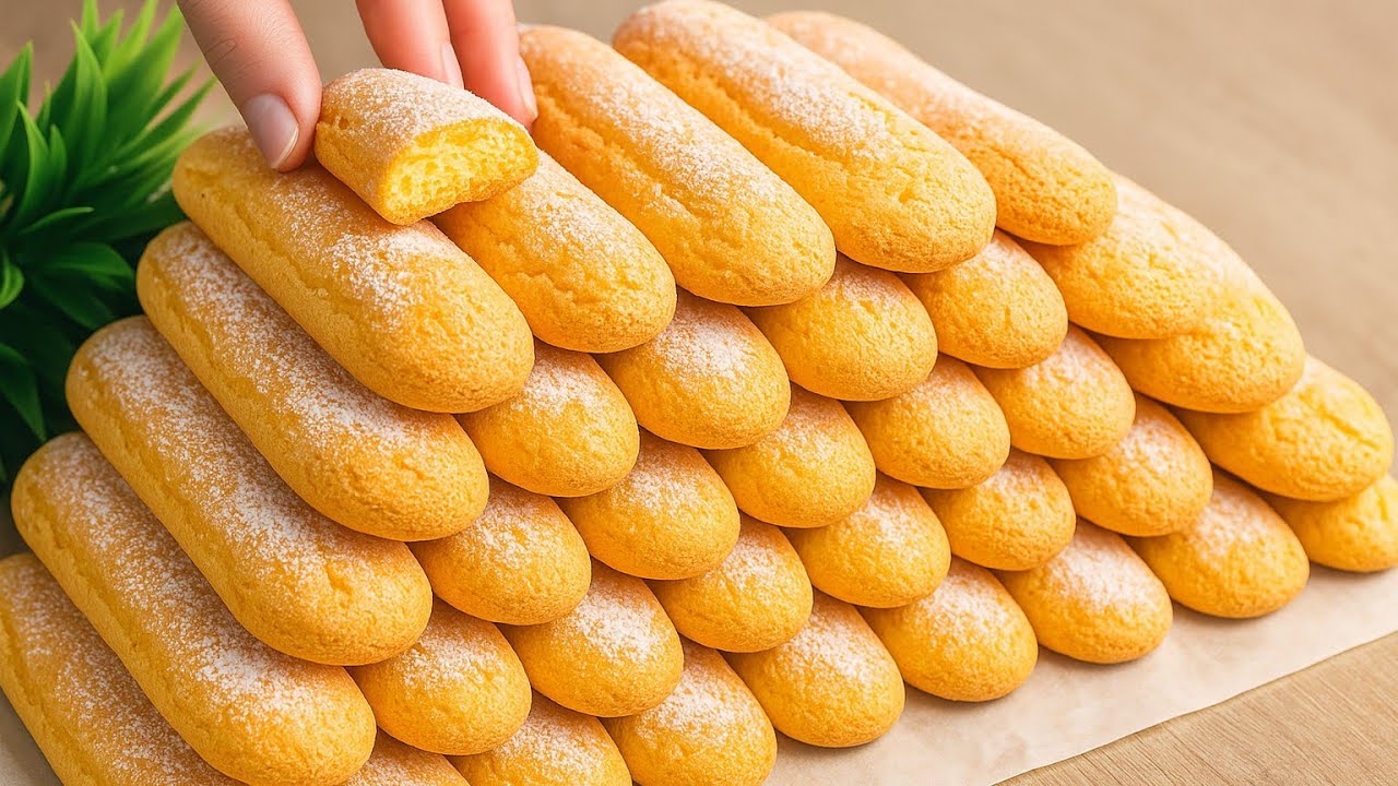 الوصفه الإيطاليه الشهيره❗سر بسكوت ledy finger احلي بسكويت هش للشاي والقهوه وصفه صحيه خالي من الدهون