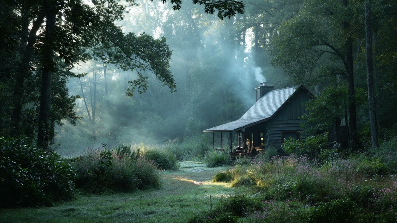 Morning Cabin in the Forest Haze — Harmonica for Deep Rest (1 Hour)