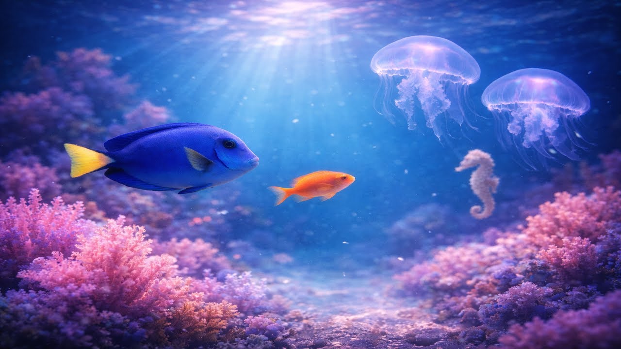 1.17 Hour Macro Ocean 🌊 Deep Sleep & Relaxation | Colorful Fish, Jellyfish, Calm Underwater World