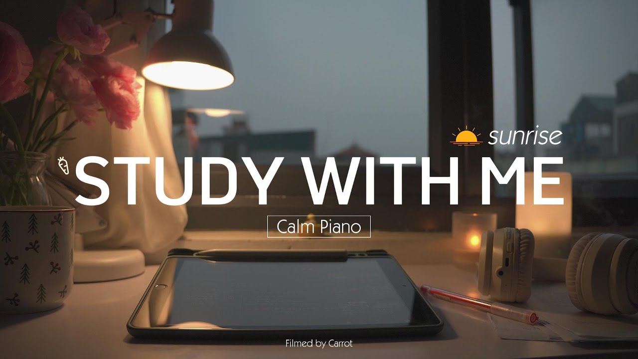 2-HOUR STUDY WITH ME | Calm Piano ️🎹, Fire Crackling 🔥 | Pomodoro 50/10 | My room at sunrise