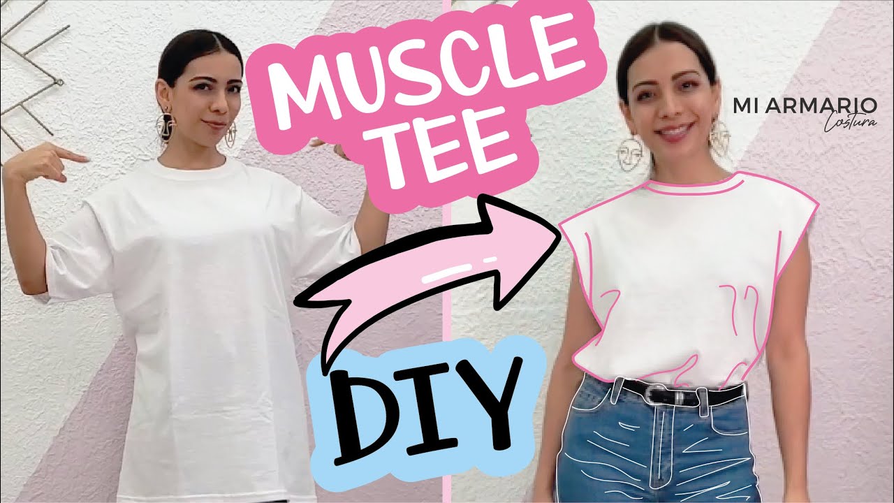 DIY súper sencillo de blusa con hombreras, Muscle Tee, con resultado profesional