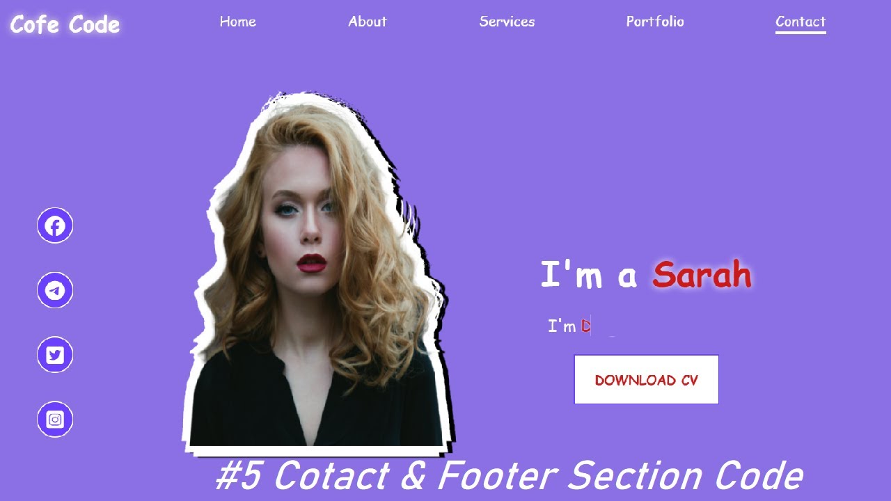 how to make  portfolio using html and css | Section Contact & Footer