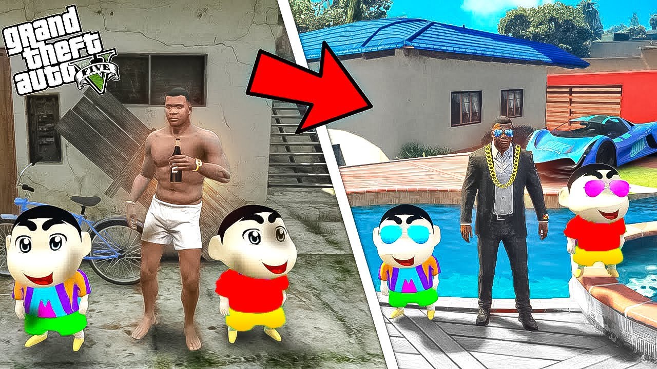 Franklin Change His Poor Life To Richest Life With Shinchan in GTA 5 in Telugu