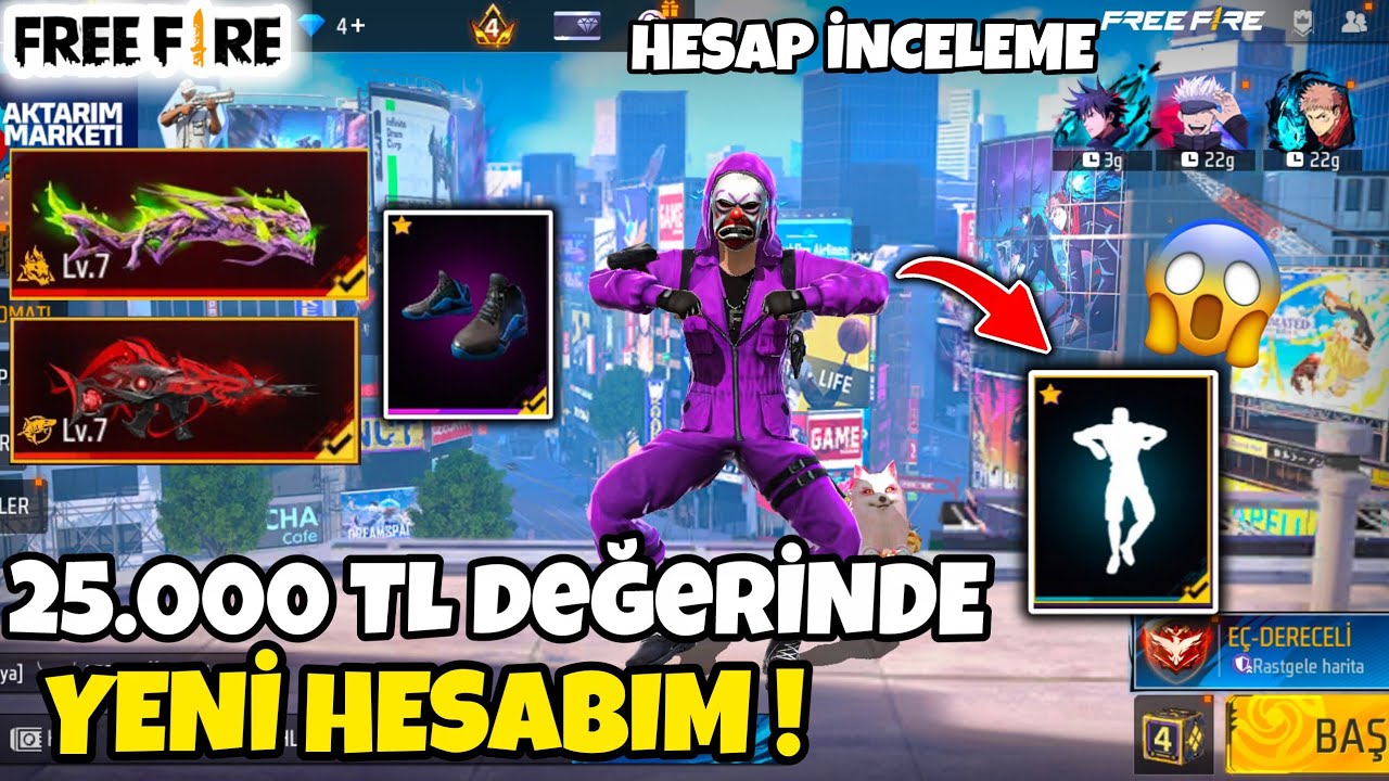 25.000 TL DEĞERİNDE YENİ HESABIMI İNCELEDİM ! - TAVUK İFADESİ VAR 😱 - 4 EVO MAX - FREE FİRE