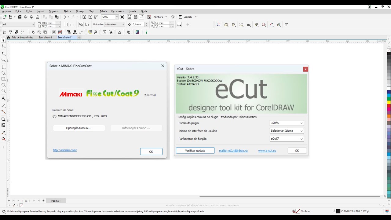 #51 - eCut 7 e FineCut 9 Mimaki instalados no Corel