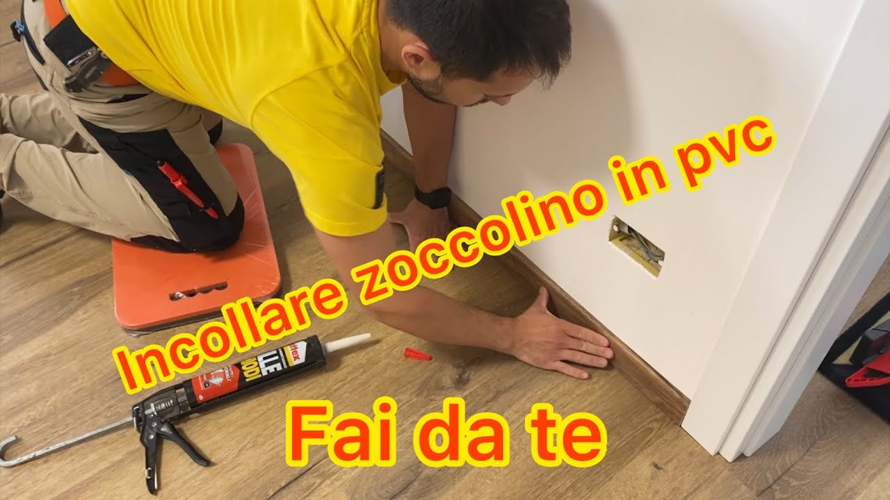 Tutorial fai da te montaggio zoccolino pvc Gerflor con Pattex Millechiodi
