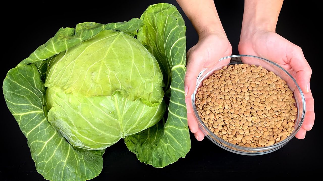 Чечевица и капуста вкуснее мяса! Здоровое блюдо за 15 минут для всей семьи. ВЕГАН 🌱