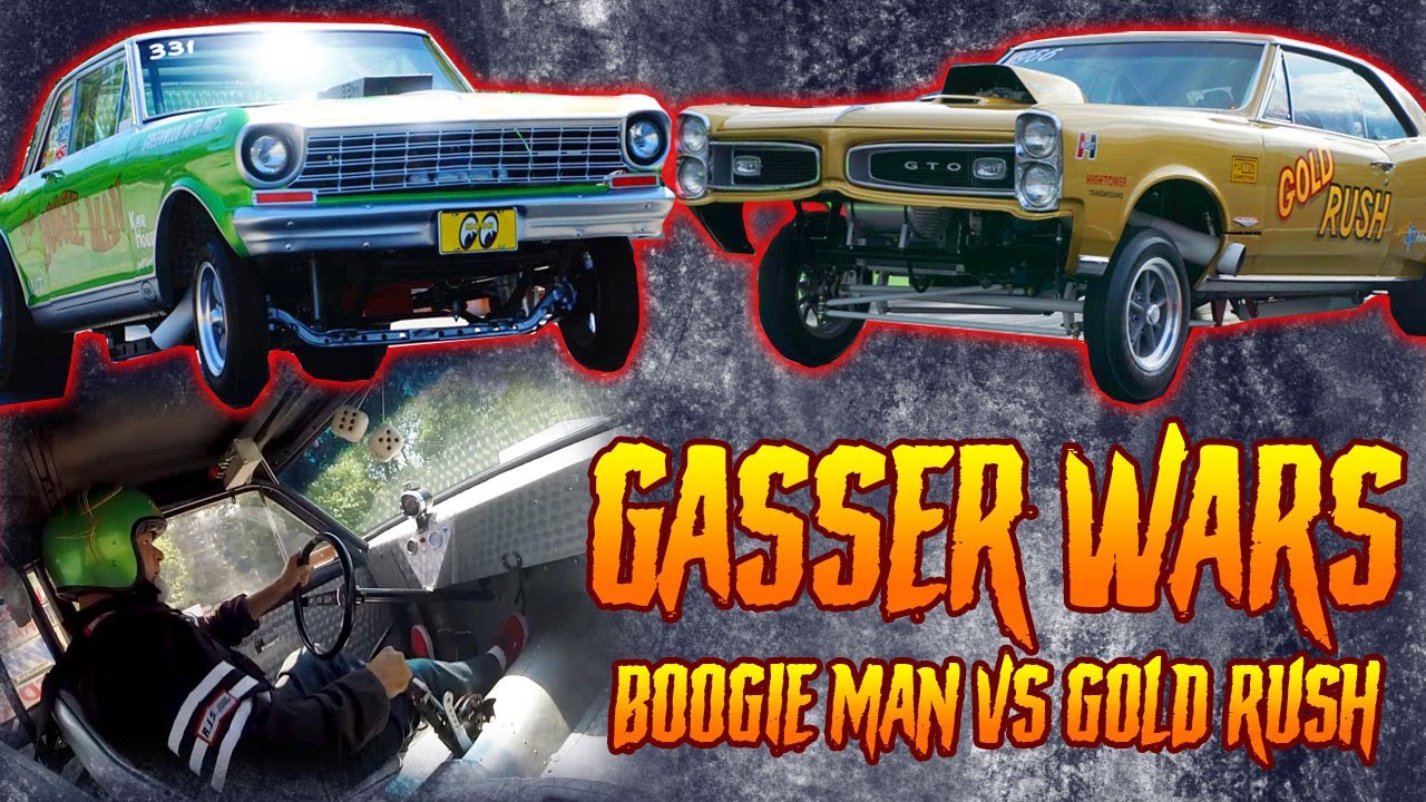 Boogie Man Nova vs Gold Rush GTO Gasser grudge match! In-Car ride along, Gasser Wars Ep. 1