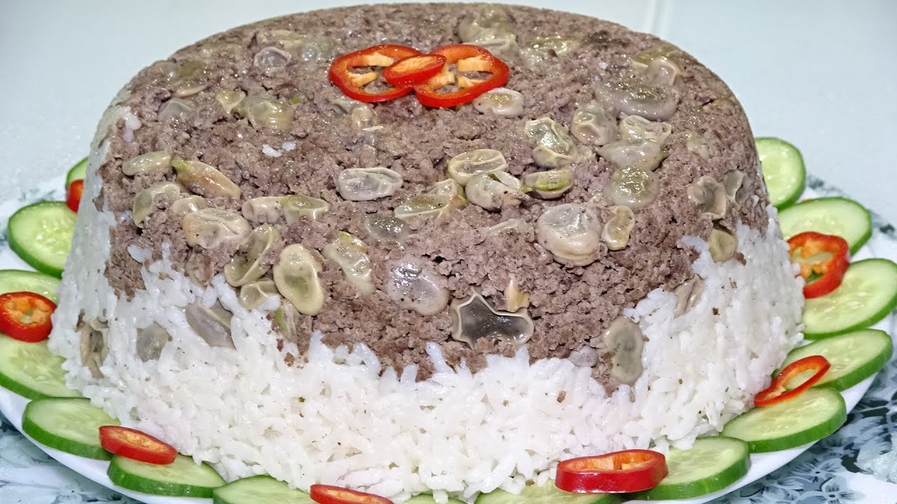 مقلوبة الأرز بالفول بطريقة سهلة وبتقديم جميل روووعة 😋😍