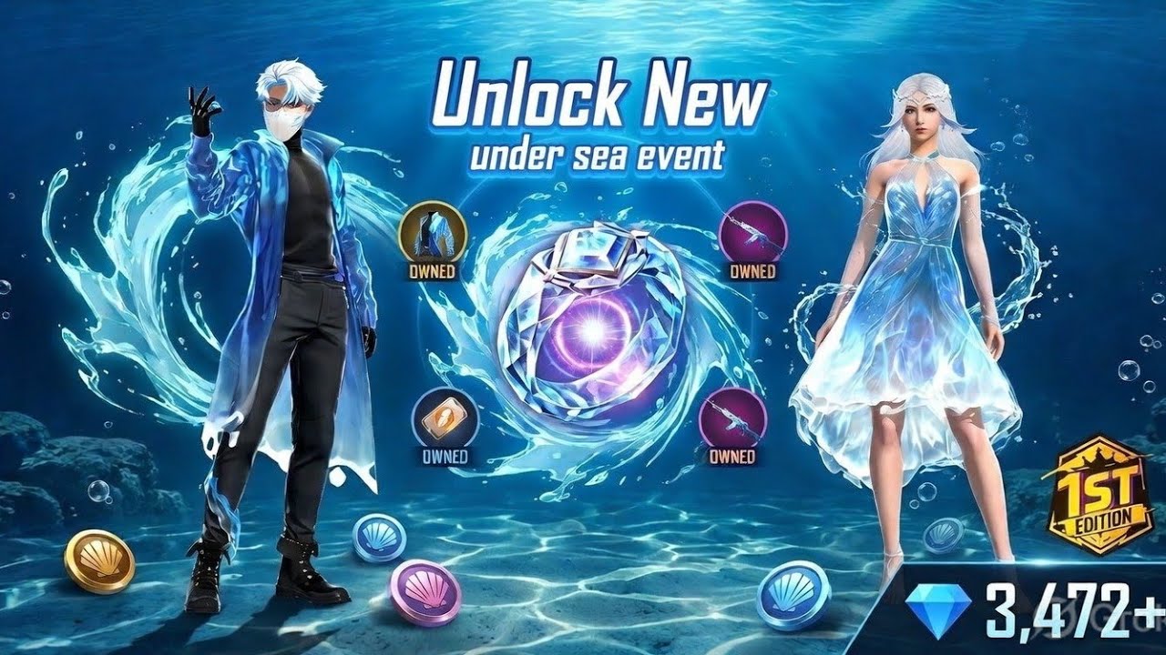 UNDERSEA RING EVENT FREE FIRE | UNDERSEA RIPPLES | FF NEW EVENT TODAY | FREE FIRE NEW EVENT