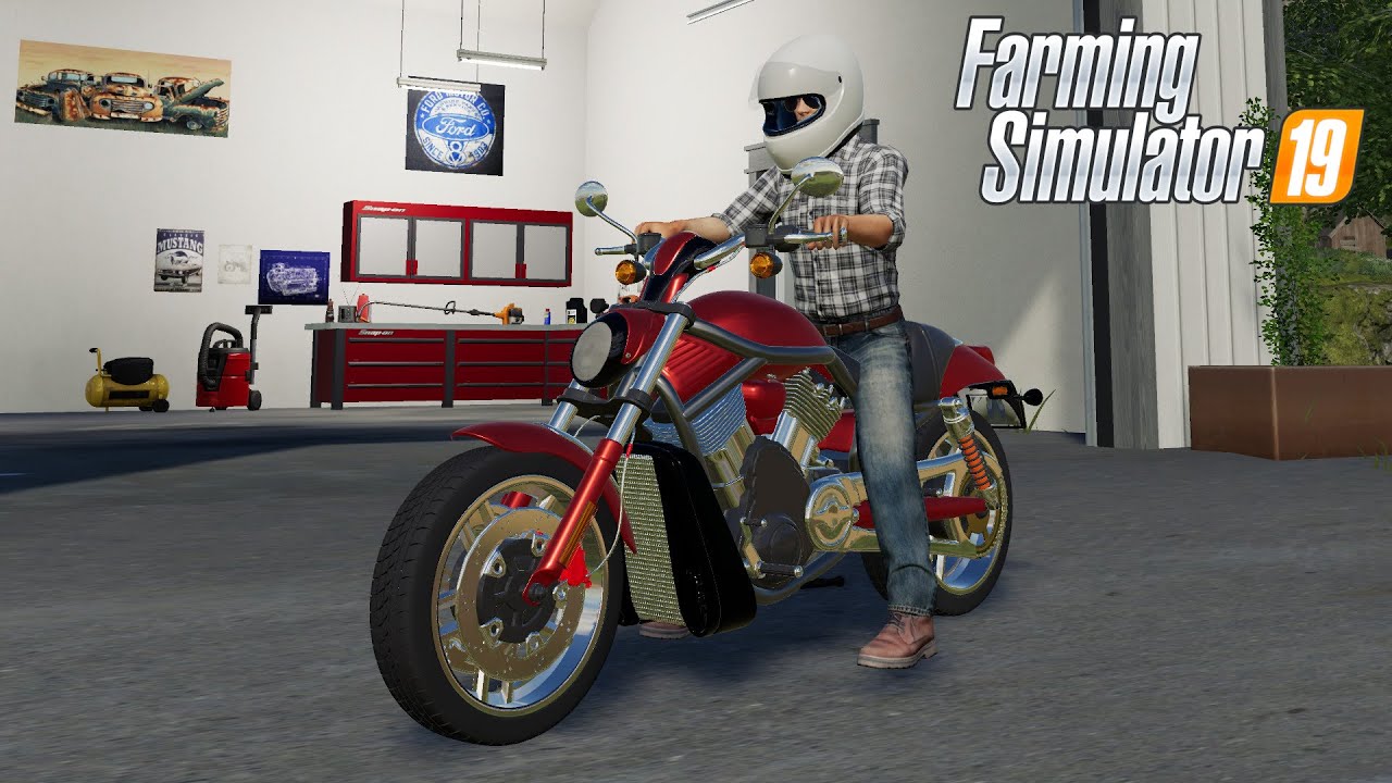 FS19 - Driving around by Classic Harley Davidson - New mod for Farming Simulator 2019 Roleplay