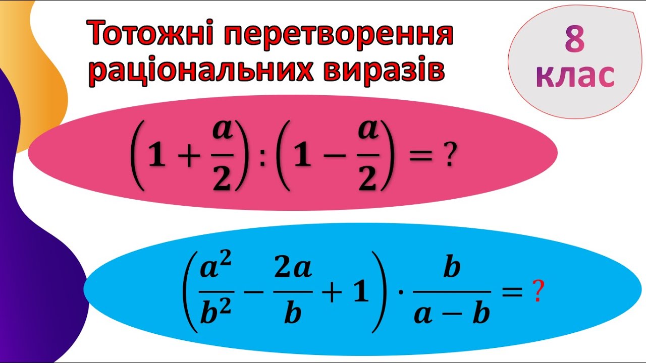 2.Тотожні перетворення раціональних виразів, 8 клас