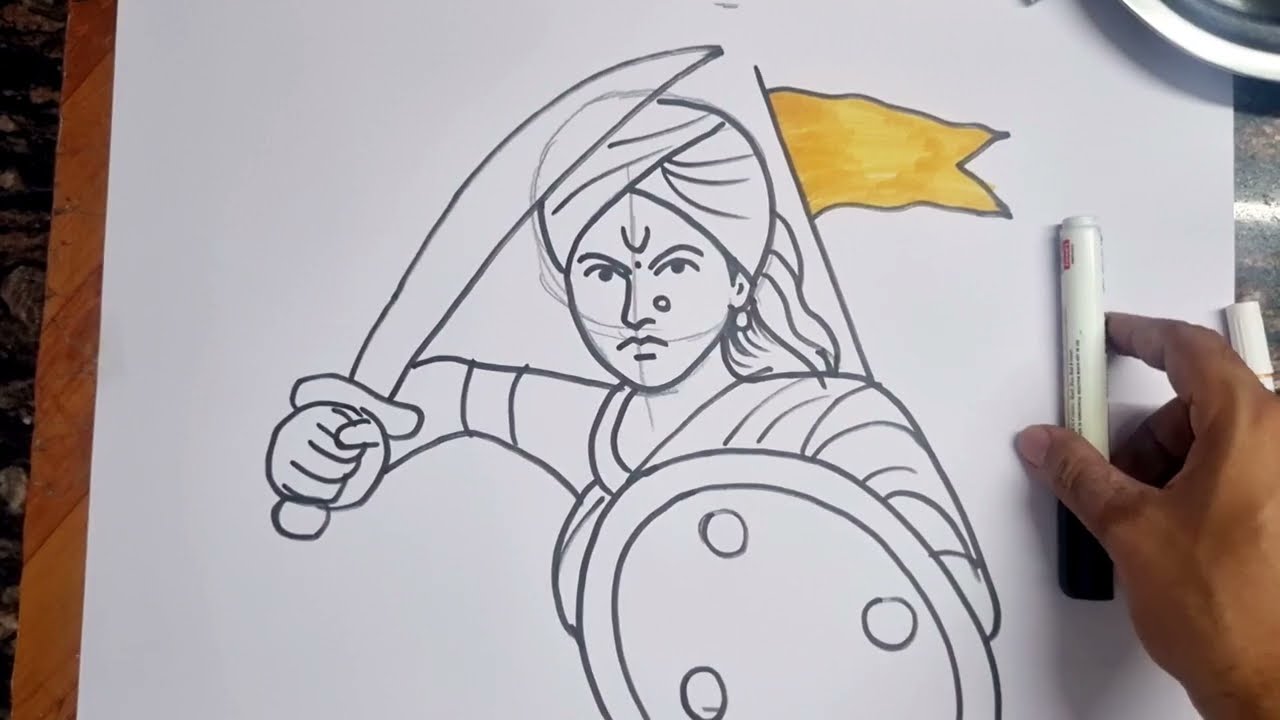 How to draw Jhansi ki Rani Laxmi Bai Drawing || Independence day drawing