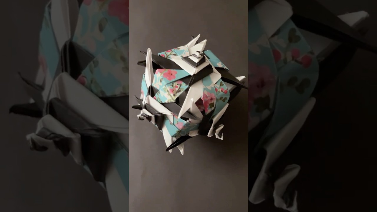 A fun kusudama origami pattern made from 36 pieces of paper.