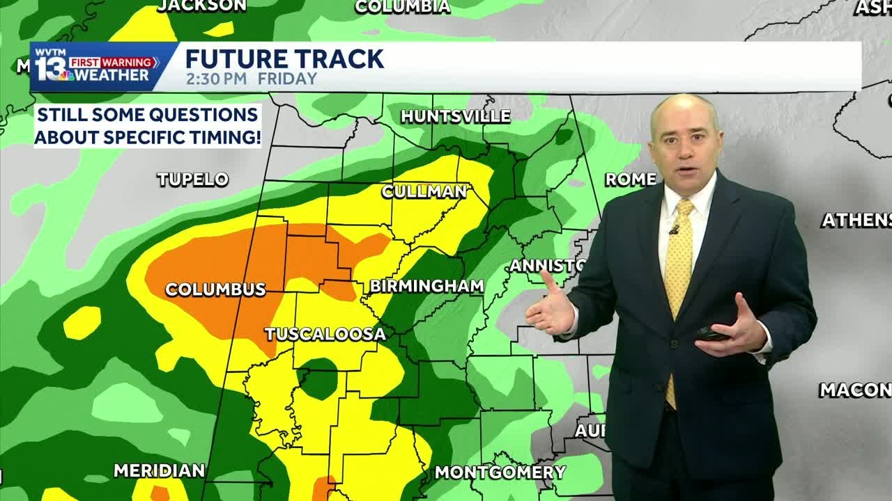 Rain in Alabama's weather forecast by Friday and some storms ahead of Thanksgiving next week