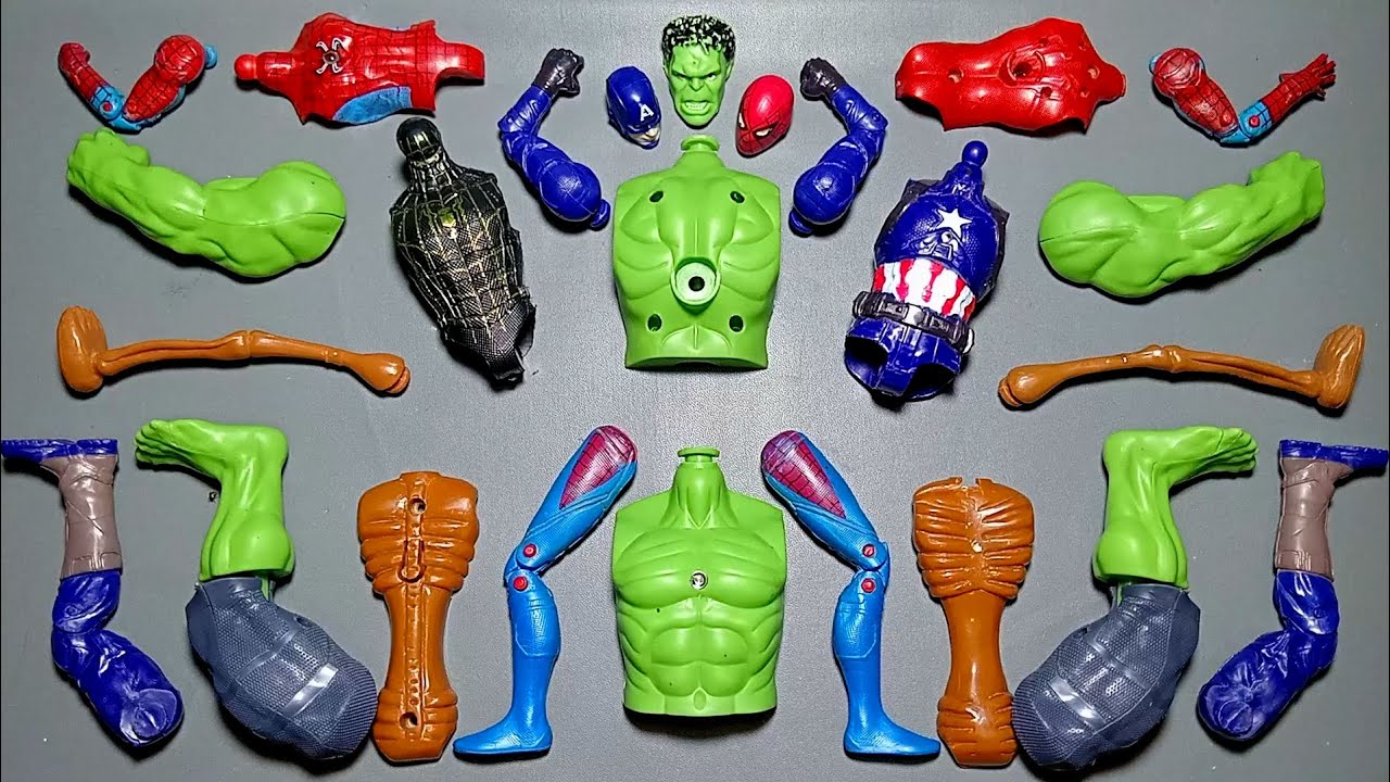 Игрушки Мстителей: Халк из Marvel, Человек-паук, Сиреноголовый, Капитан Америка, Черный Человек-п...