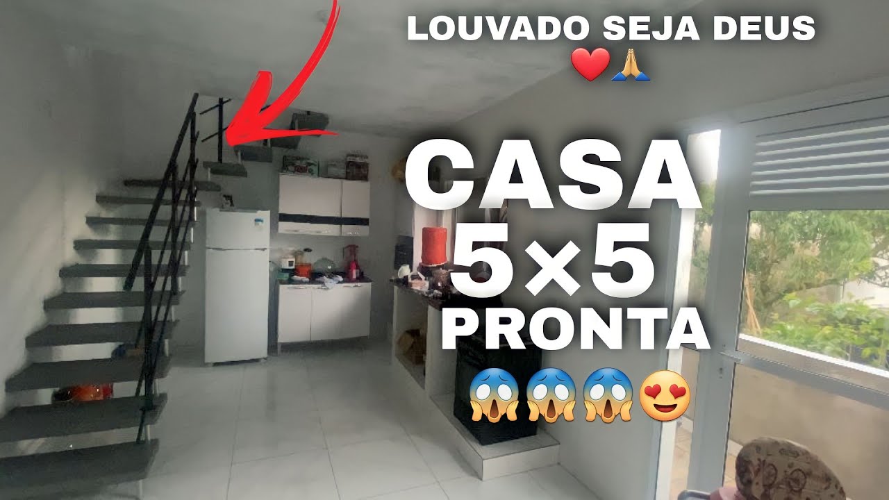 Casa 5×5 Finalizada com corrimão na escada veja como ficou ? 😱😱😱