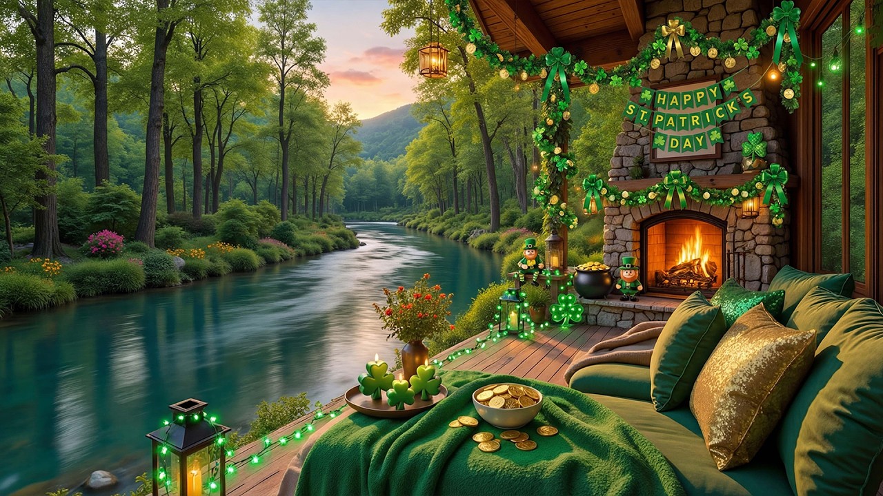 St Patrick’s Day Fireplace Retreat 🍀Relaxing Piano Music & Fireplace Ambience🍀Happy St Patrick’s Day