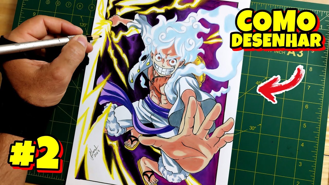 Aprenda como DESENHAR o LUFFY GEAR 5 segurando um RAIO One Piece paso a passo #2