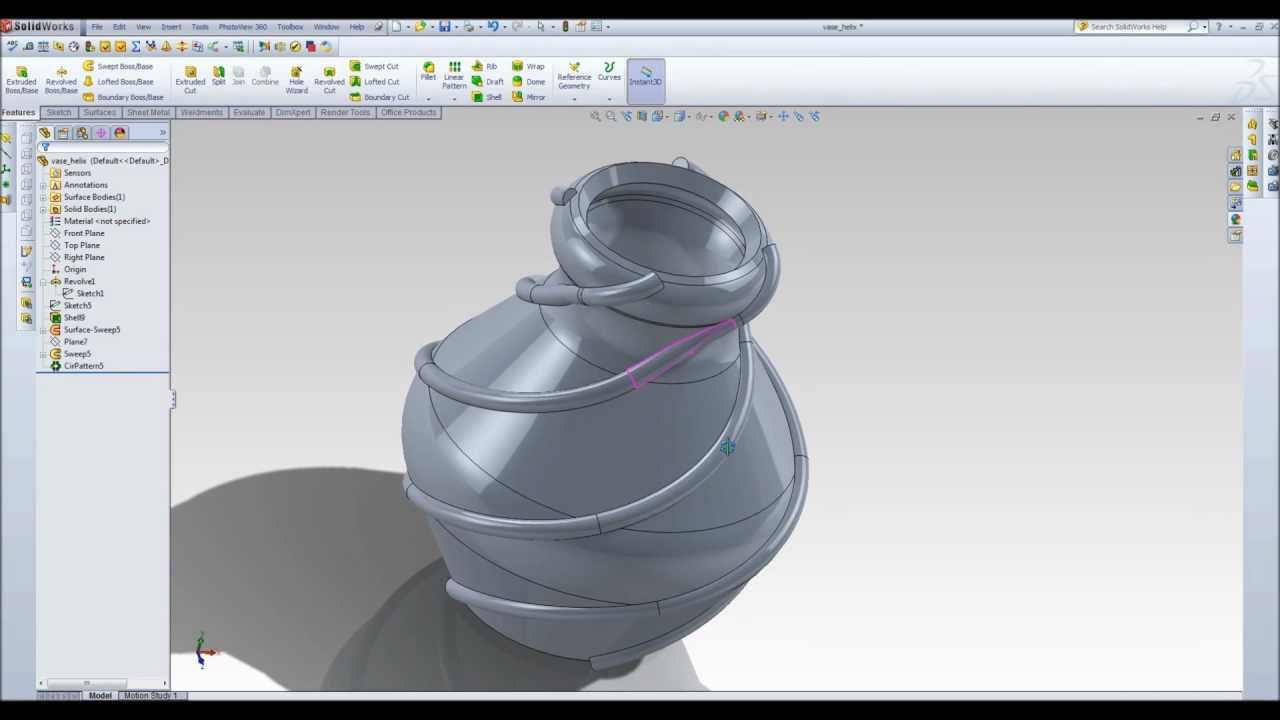 Solidworks helix intersection curve