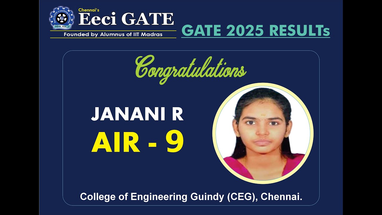 Eeci GATE's - GATE 2025 Results - Best GATE Coaching in Chennai