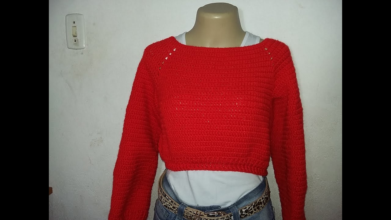 Blusa Crooped em Crochê Tam.M   ADULTO #aldacilenecrochê