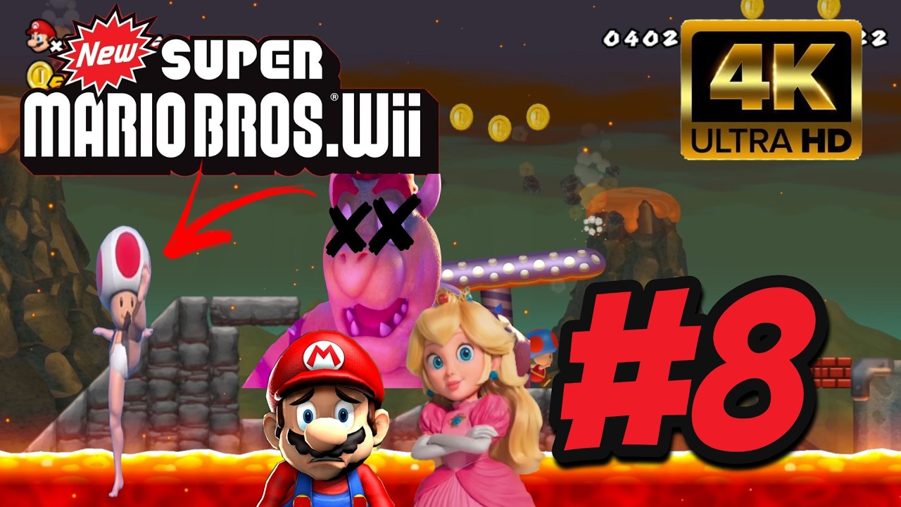 4K (2 Players) New Super Mario Bros Wii #8 100%