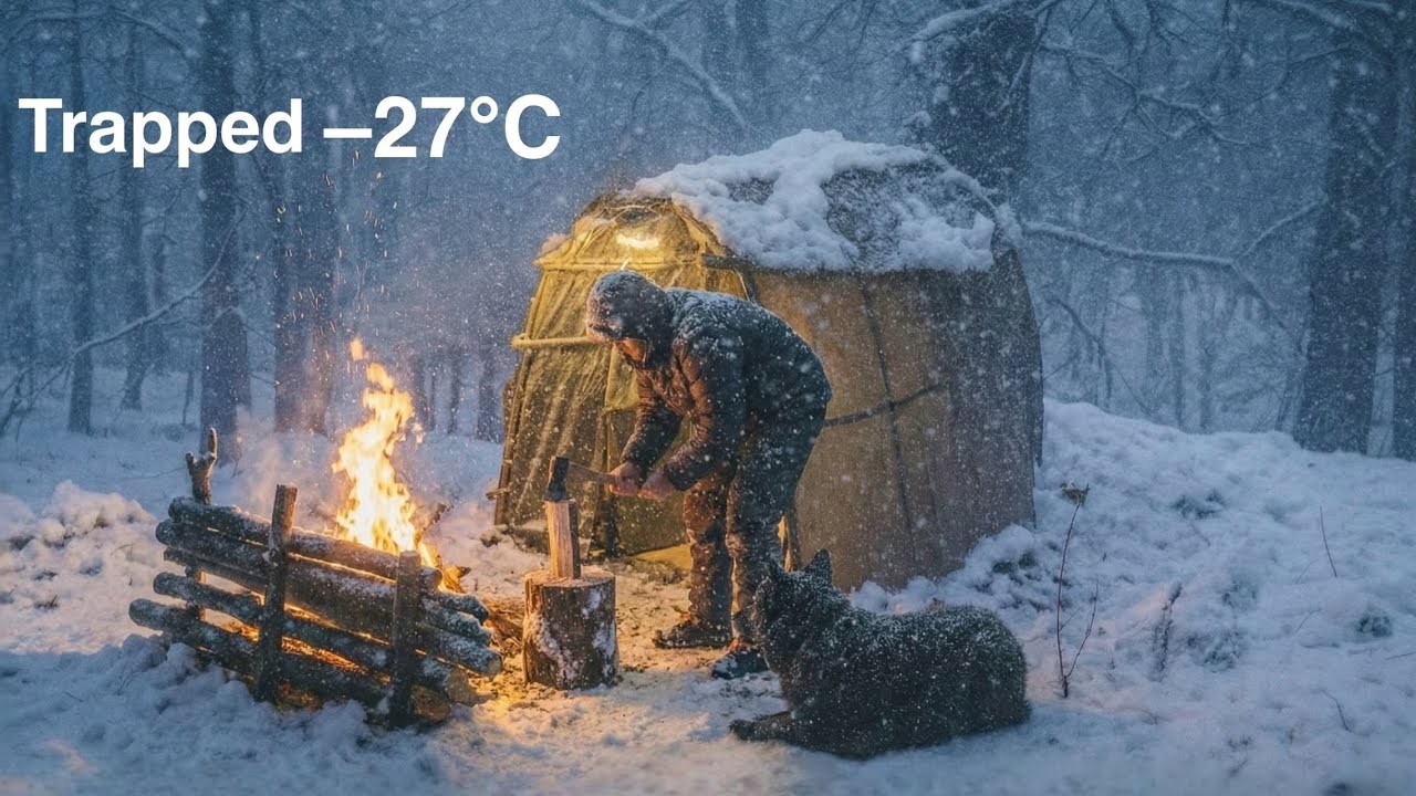 Trapped in –27°C Blizzard for 4 Days | Can My Dog and I Survive in the Shelter I Built Alone?