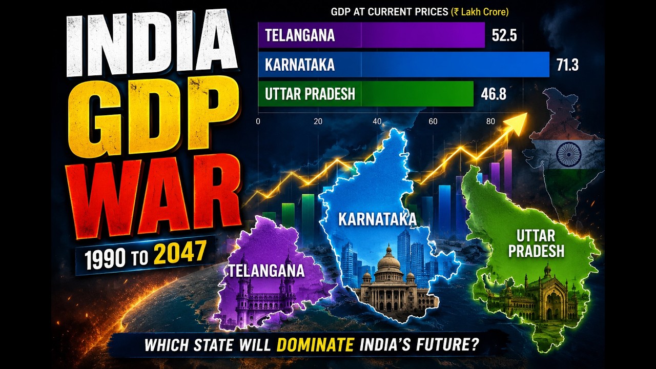 India&rsquo;s GDP Race (1990&ndash;2047) | How States Will Dominate the Future 🇮🇳