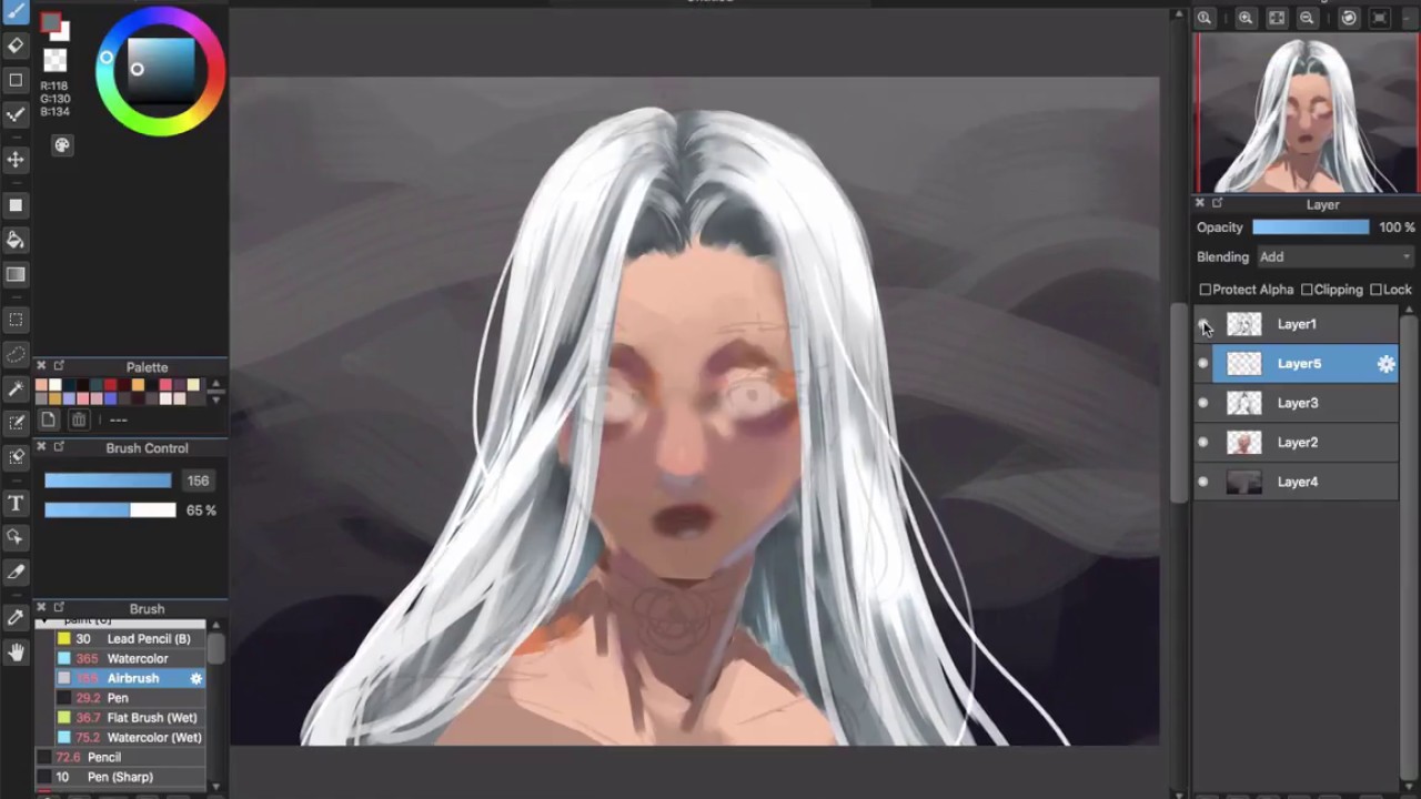 [Medibang Paint Pro desktop version how to] White Hair Color tutorial - Painting style