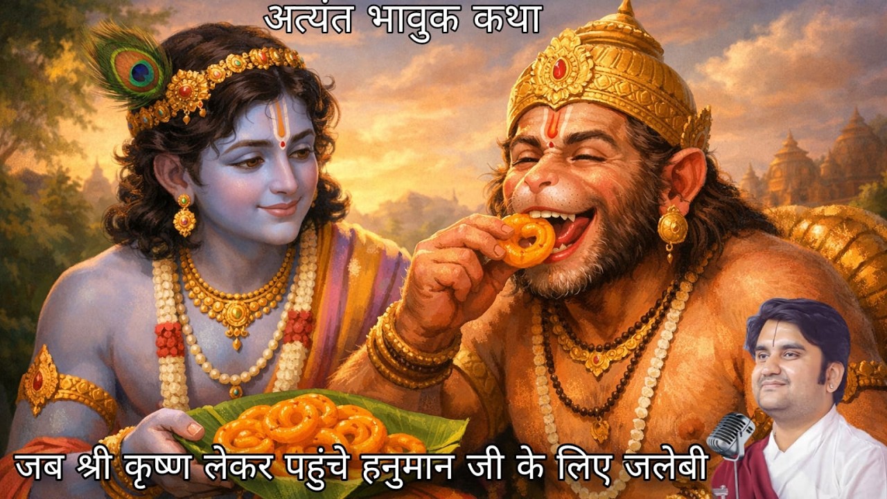 ठाकुर जी लेकर पहुंच गए हनुमान जी के लिए जलेबी 🥰  @BhaktiPath   #indreshji  #bhaktipath