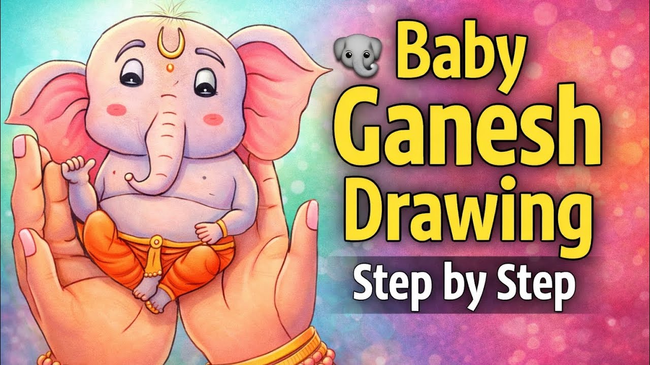 🐘 Baby Ganesh Drawing | Step by Step Easy Tutorial ✍️