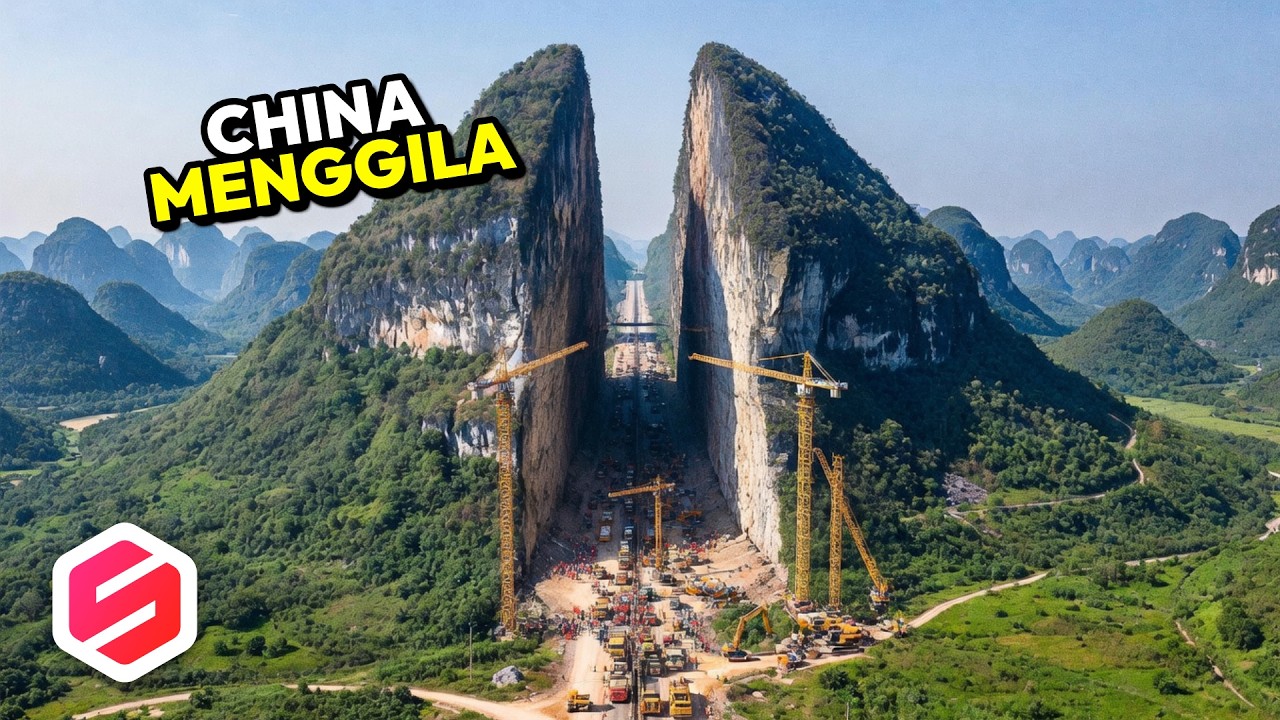 GILA!! GUNUNG DIBELAH DI CHINA, Ini Megaproyek Pembelahan Gunung Paling Gila di Dunia