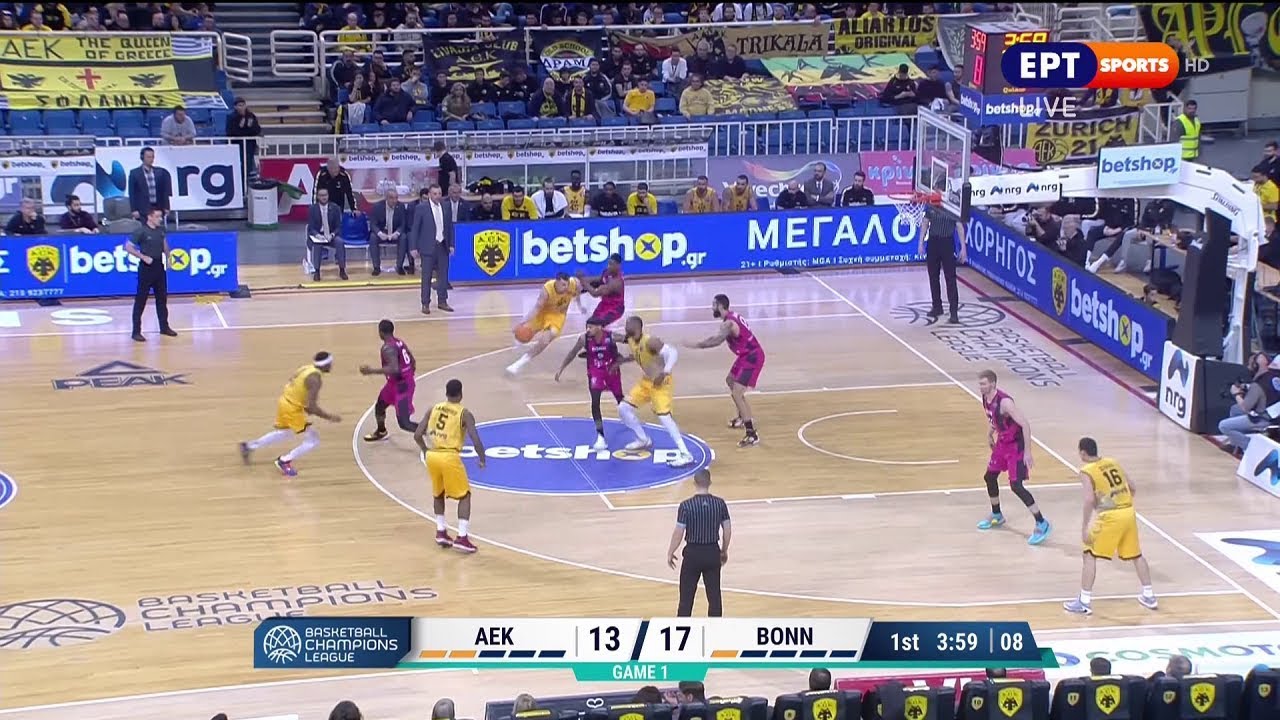 ΑΕΚ-Βόννη 92-85 Στιγμιότυπα HD 1080p 4-3-2020 / AEK-Telekom Baskets Bonn 92-85 Highlights