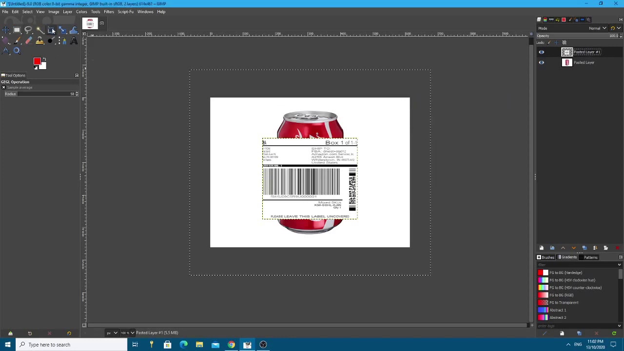 GIMP Tutorial: Adding a label to a cylinder or can