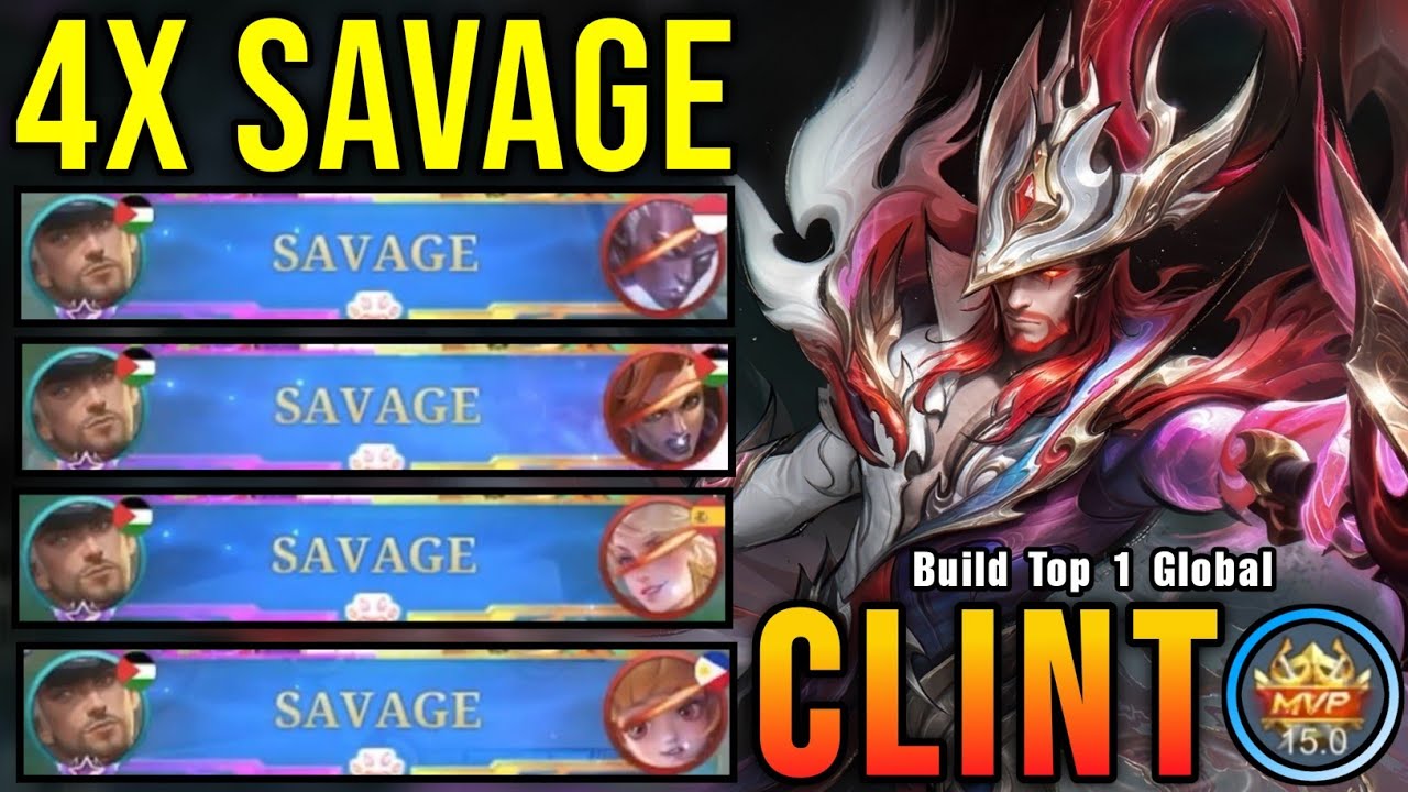 NonStop SAVAGE!! 22 Kills Clint 100% Broken Hero!! - Build Top 1 Global Clint ~ MLBB