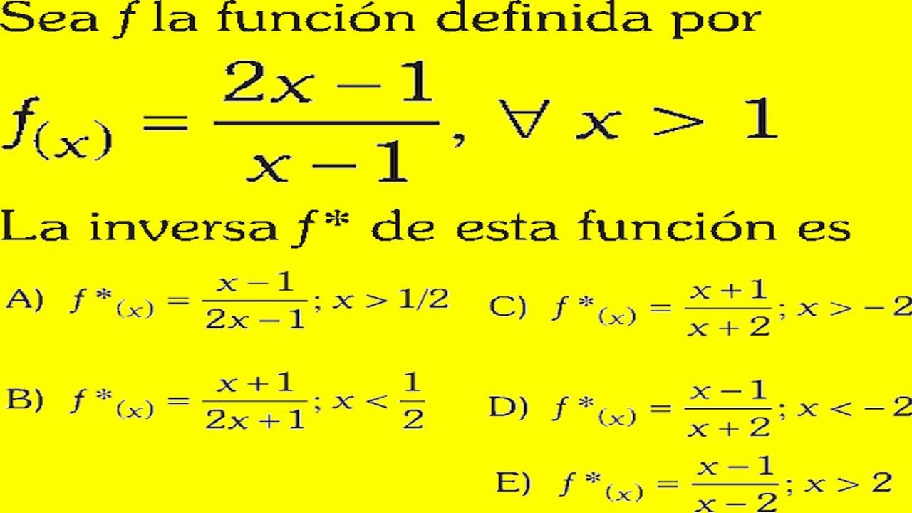 SOLUCIONARIO EXAMEN UNI ADMISIÓN UNIVERSIDAD DE INGENIERÍA ÁLGEBRA 2018 FUNCIÓN INVERSA