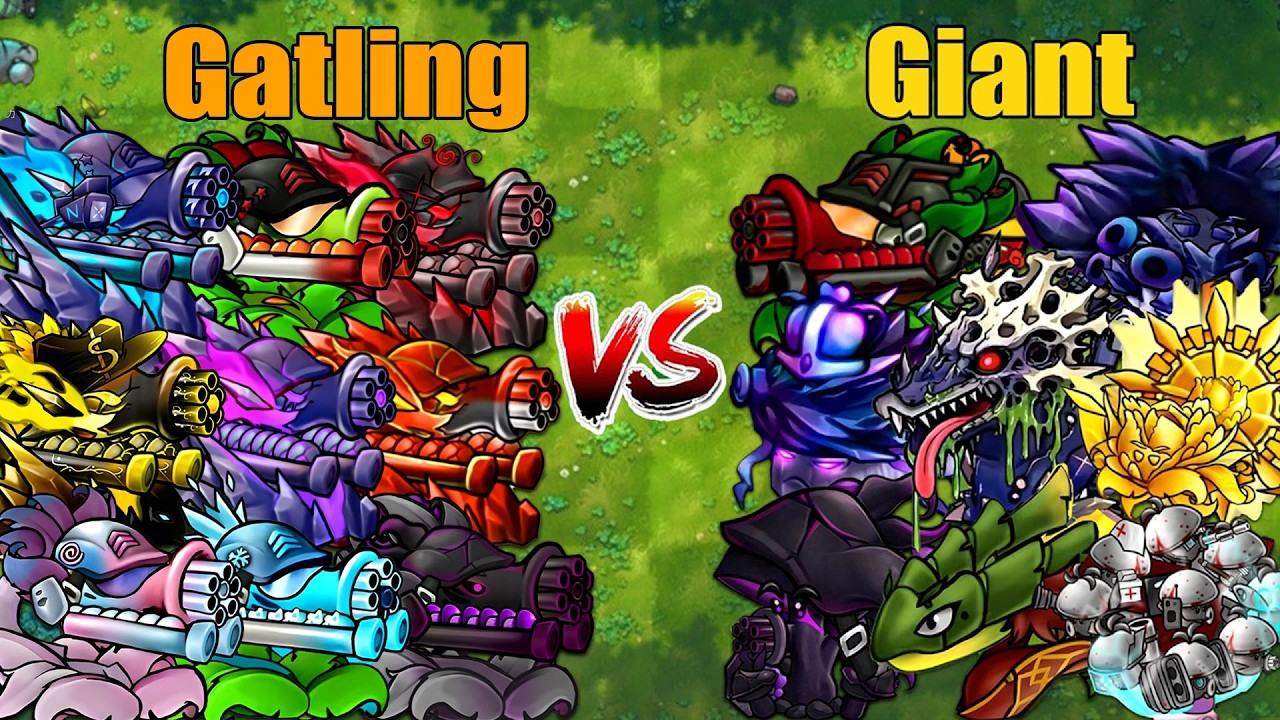 PVZ 1 Fusion 3.5 Challenge!! Team Gatling VS Team Giant VS 300 Zombie Random - Who Will Win?