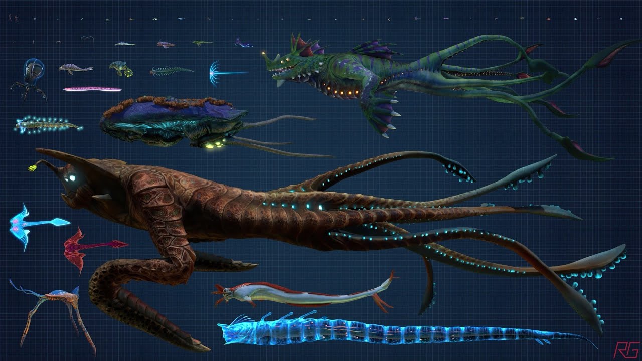 ALL LEVIATHAN and ALL CREATURE SIZE COMPARISON in SUBNAUTICA