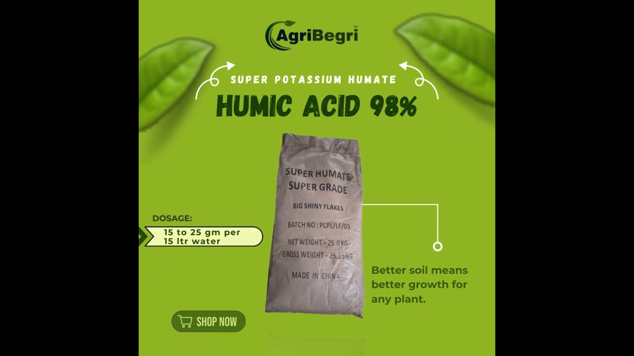 Agribegri Humic Acid 98% (Super Potassium Humate) Loose Bag Packing.