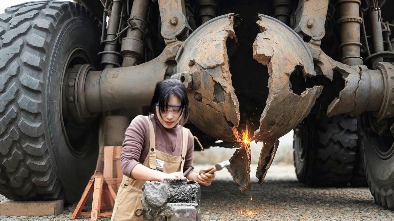 The construction team boss's large mixer broke down; the motor's oil and water.