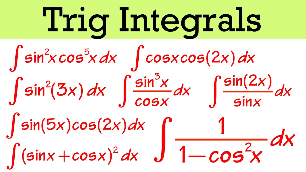 trig integrals involving sine and cosine (calculus 2)