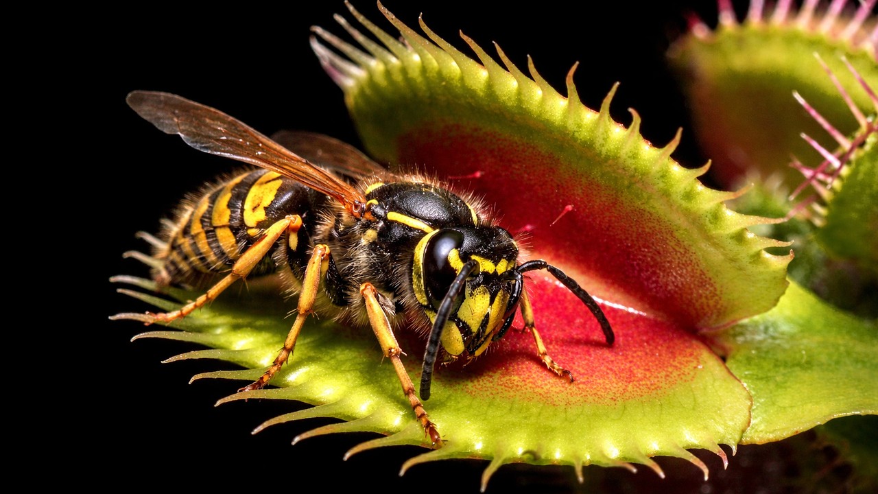 Venus Flytrap vs Wasp | A Wasp Among the Traps in 4K